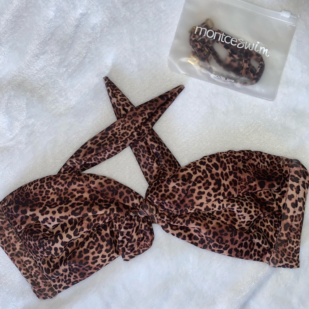 MONTCE Bandeau Ribbed Strapless Bikini M top Cheetah/leopard , only worn once